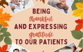 Blog title with images of patients and fall leaves